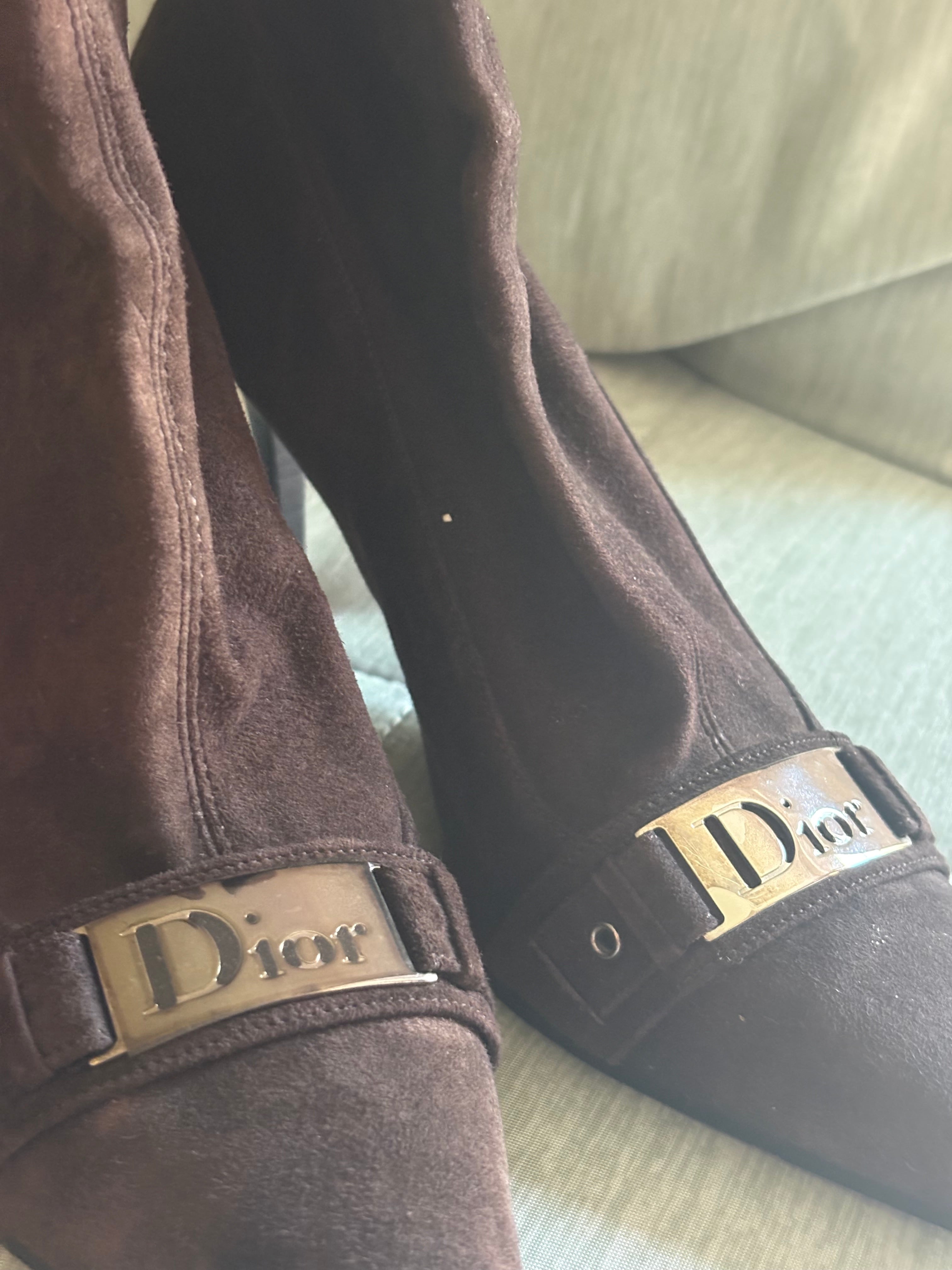 Dior suede logo plaque boots