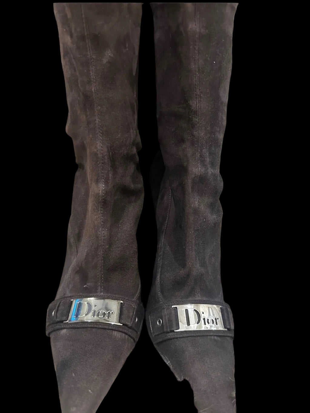 Dior suede logo plaque boots