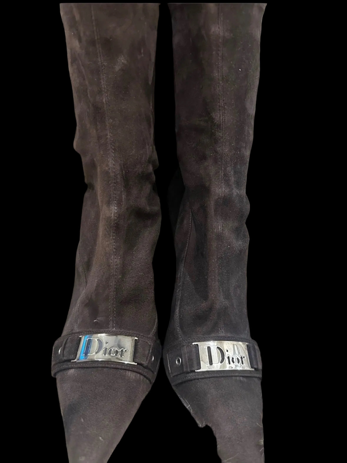 Dior suede logo plaque boots
