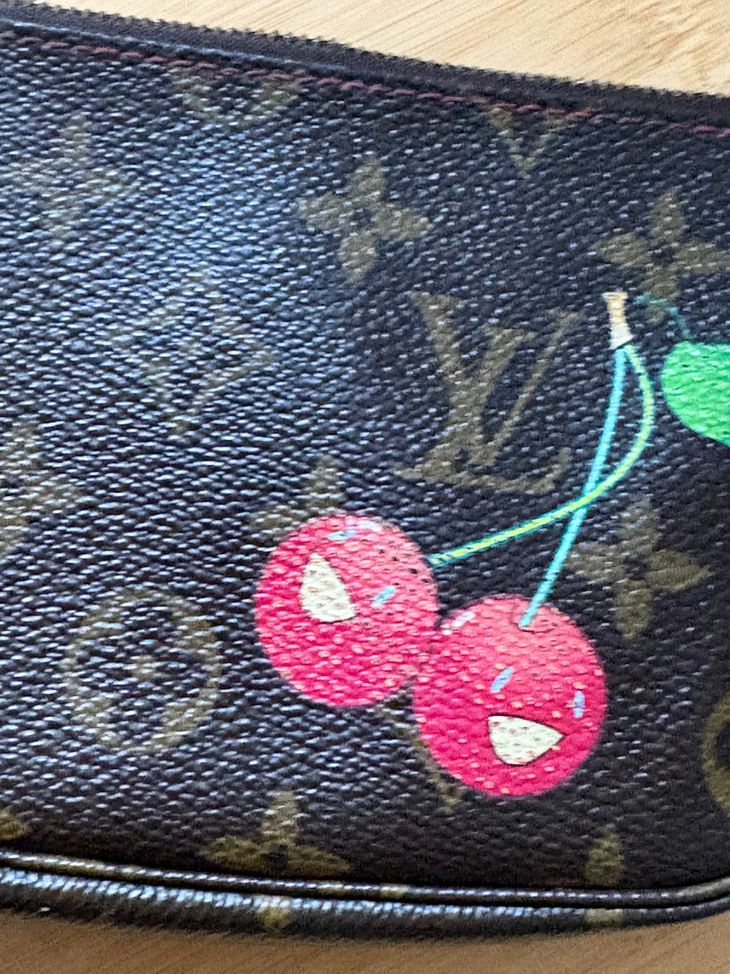Louis vuitton Murakami cherry bucket bag and pouch