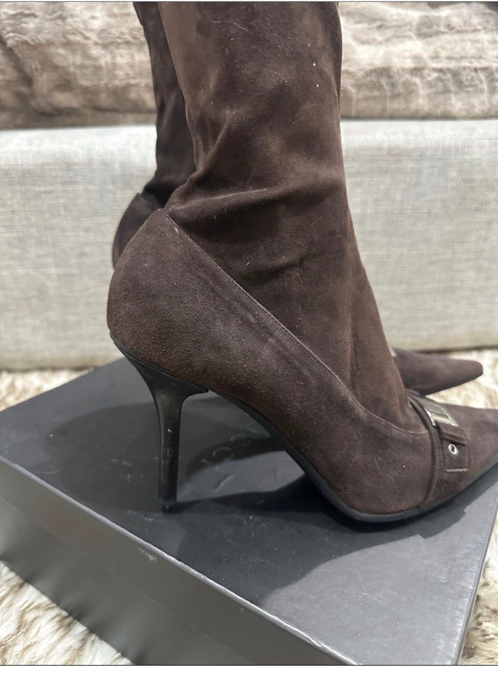 Dior suede logo plaque boots
