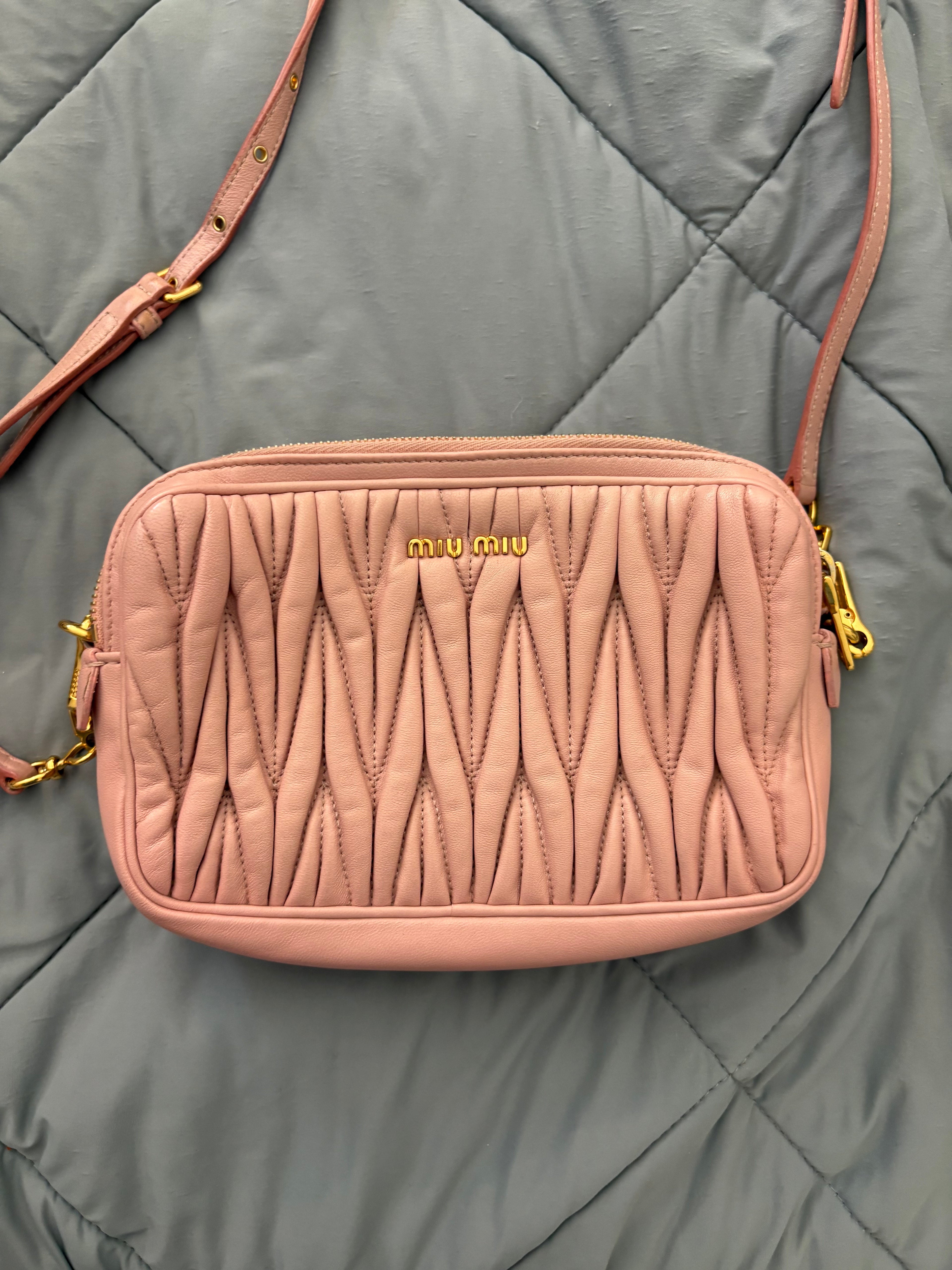 Pink Miu Miu leather crossbody bag